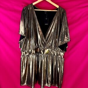 NWT Torrid Gold Metallic Peplum Top Plus Size 5 5X 28 Party NYE Glam